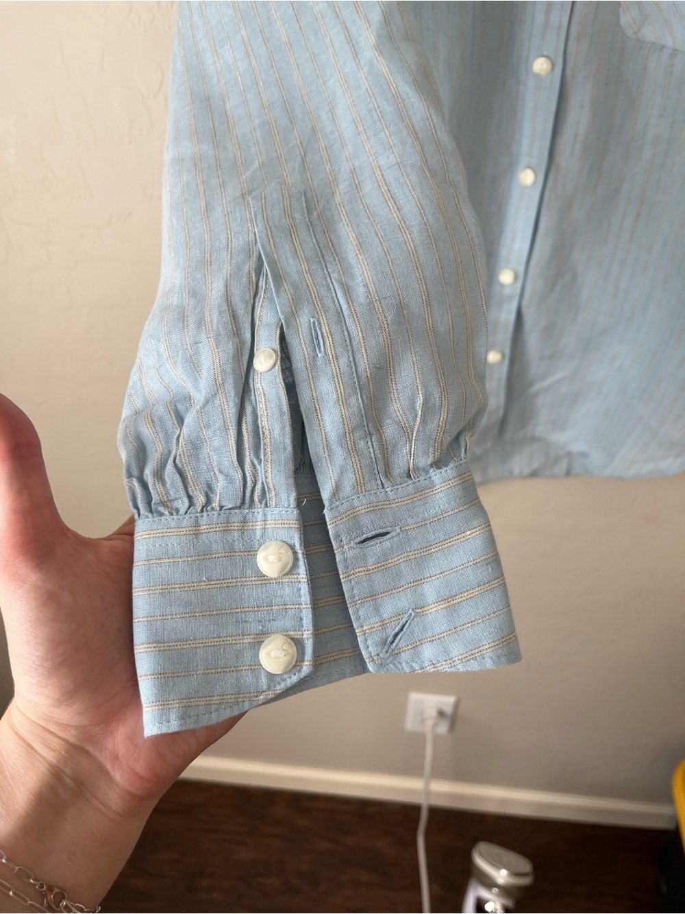 Rag and Bone Maxine Stripe Linen Button Down Shirt Blue Size Women’s Medium - Picture 7 of 7